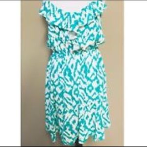 Loft teal and white dress